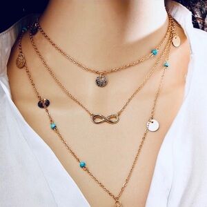 Multi layer infinity charm choker  necklace